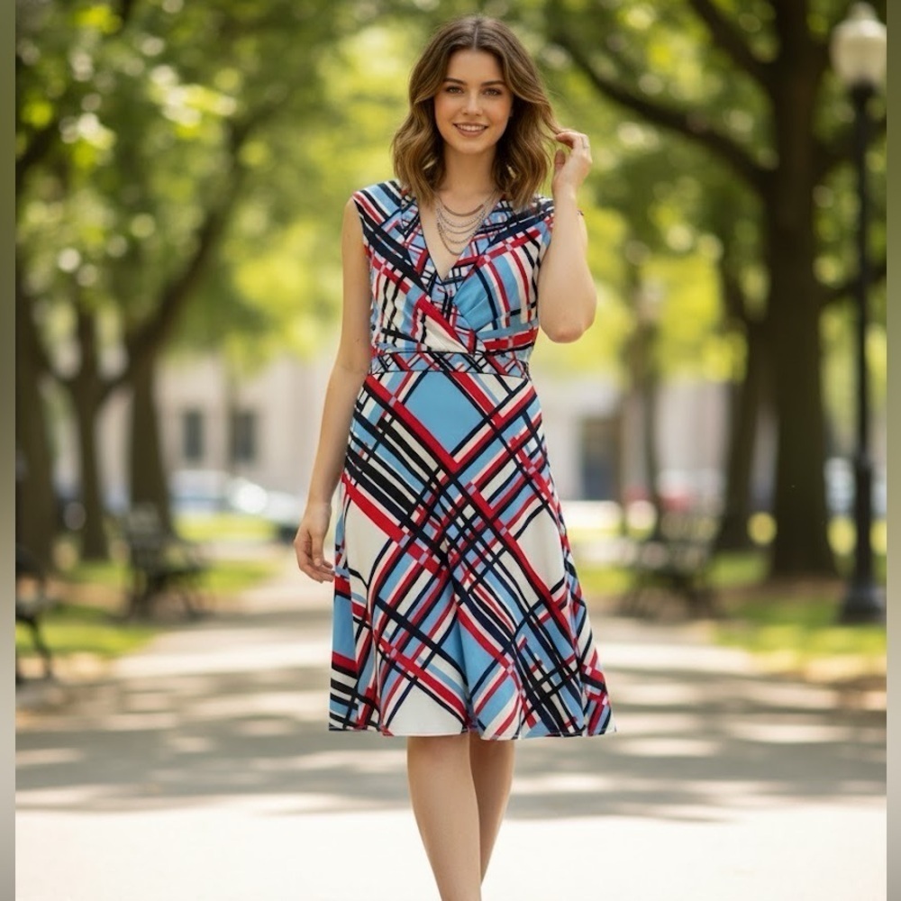 BCBG MAXAZRIA Y2K Dress XXS, Crossover Fit & Flare - Picture 1 of 8